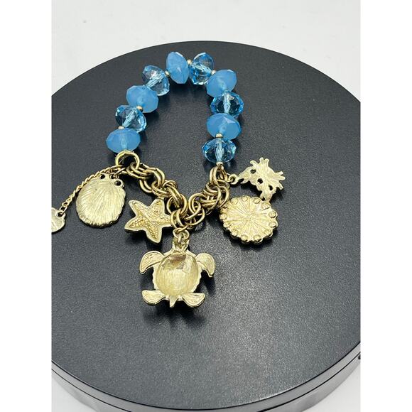 Betsey Johnson Nautical Under the Sea Ocean Charm Half Stretch Bead Bracelet - Picture 6 of 7